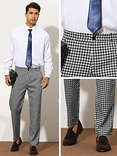 לארס אמדאוס מכנסיים של דפוס כלב למכנסי שמלה משובצים עסקיים קלאסיים של גברים