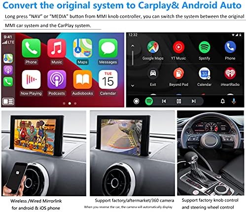 דרכים מובילה אלחוטית Carplay Android Auto מודול לאאודי Q3 2014-2018 שנה עם גרסת תוכנת RMC, מפענח ערכת