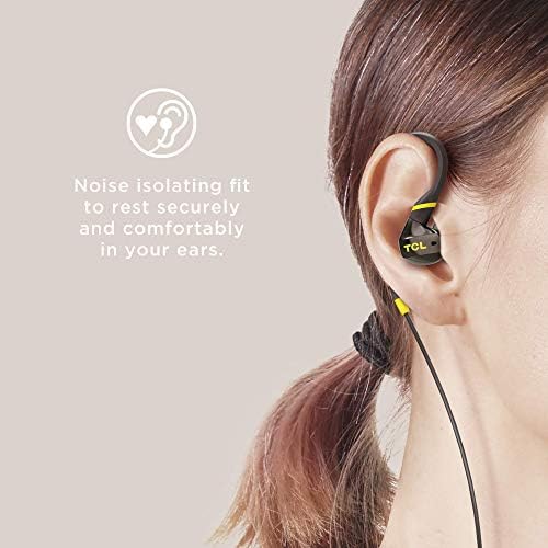 TCL ACTV100 אוזניים באוזניים רעש פעיל מבודד חוטי חוטי מאובטחים מתאימים אוזניות אטומות זיעה עם מיקרופון