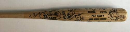 1996 קבוצת ינקיס חתמה על משחק סדרה עולמית עטלף דרק ג'טר ריברה 25 + Auto PSA - עטלפי MLB עם חתימה