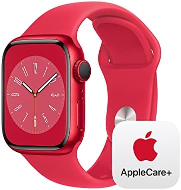 Apple Watch Series 8 GPS 45 ממ מארז אלומיניום אדום עם פס ספורט אדום - M/L עם AppleCare+