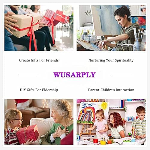 WUSARPLY 2 PCS צבע DIY לפי מספרים לילדים - בד ציור פרימיום בד עם מספרים קלים ממוסגרים מעץ נערות לבנות