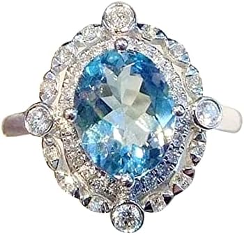 2023 חדש אקוומרין זירקוניה פרח טבעת לנשים תכשיטים פופולרי אביזרי שלי היקר בת טבעת