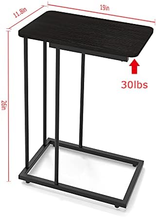ספה צד שולחן לחללים קטנים, ג בצורת חטיף סוף שולחן עם מתכת מסגרת, קפה מגש מחשב נייד צד שולחן מלבד