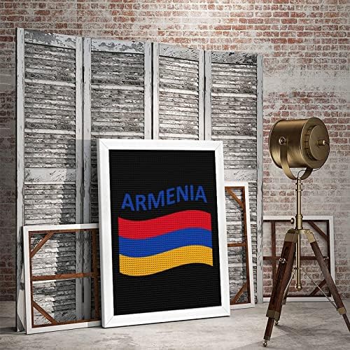 דגל ארמניה ציור יהלומים עגול ציור ערכות תמונות עם מלאכת אומנויות מסגרת לעיצוב קיר ביתי