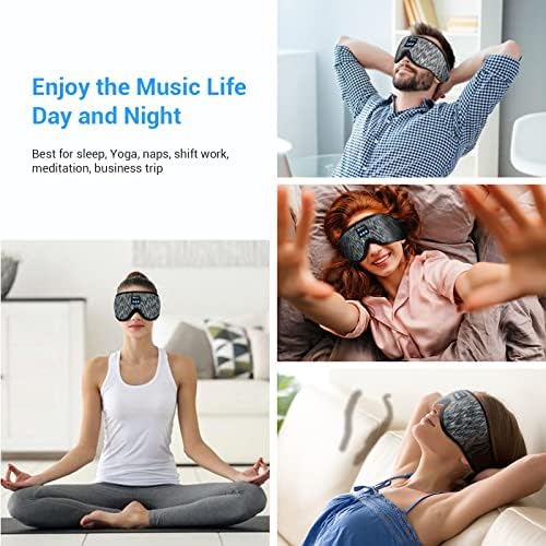 מסכת עין שינה של Bluetooth אוזניות שינה 3D עם אוזניות עם רמקולים ומיקרופון, מוזיקה אלחוטית