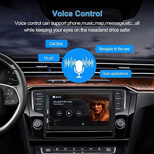 כפול רכב סטריאו רדיו שליטה קולית Apple CarPlay ואוטו אנדרואיד, 7in HD LCD מסך מגע - Bluetooth,