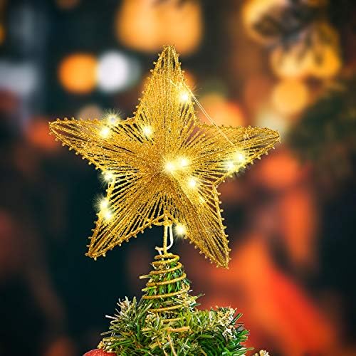 Artiflr 11.3 אינץ 'טופר עץ כוכב חג המולד, מתכת עץ חג המולד נוצץ טופר כוכב Teetop King לעיצוב חג חג המולד
