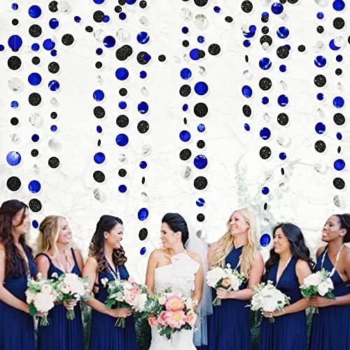 46 רגל חיל הים כחול שחור כסף מעגל נקודות זר רויאל כחול שחור פולקה נקודות סרט עבור יום הולדת סיום חתונה כלה