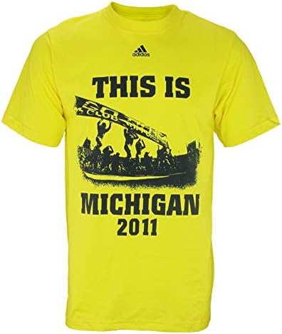 אוניברסיטת אדידס של מישיגן וולברינס NCAA שרוול קצר לגברים 2011 חולצת טריקו לוחות זמנים של כדורגל, צהוב