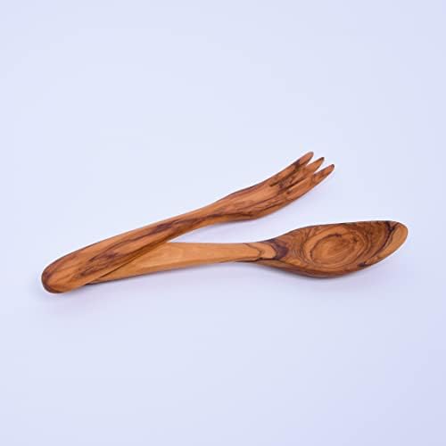 עץ סלט שרת סט, מזלג + כפית / עשוי זית עץ-21 ס מ / 8.27 - אקווד