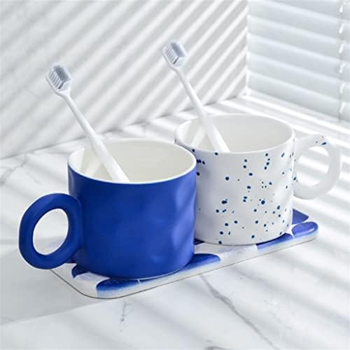 Tbiiexfl זוג משפחתי כוס שטיפה כוס זוג שטיפת פה כוס כוס שיניים כוס שיניים גליל שיניים מגש קרמיקה