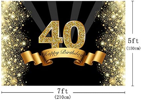 רקע יום הולדת 40 שמח 7 על 5 רגל זהב ושחור יום הולדת 40 רקע צילום נצנצים מוזהבים תפאורות תא סטודיו
