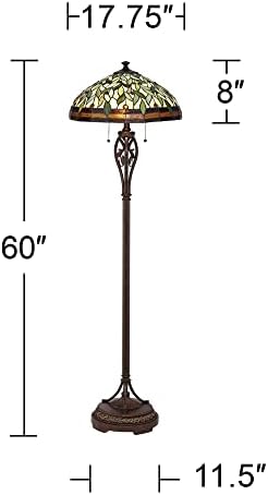 רוברט לואיס טיפאני עלה וגפן השני מסורתי ויקטוריאני טיפאני סגנון רצפה עומדת מנורת 60 גבוה ברונזה זהב אמבר