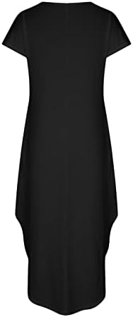 נשים מקרית קצר שרוול מקסי שמלות קיץ אופנה רופף צווארון כפתור עד מוצק ארוך סוודר שמלה עם כיס