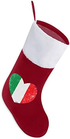 איטליה לב רטרו דגל גרבי חג המולד גרב עץ חג המולד קישוטי סנטה לקישוטים לתלייה לחופשת אח 16.5