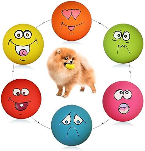 חיוך פנים כלב חורק צעצועי רך לטקס חריקת כדורי עבור גור קטן לחיות מחמד כלבים 6 יח' סט