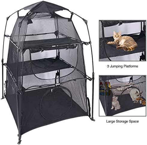 רשת חתול לשחק אוהל עבור מקורה חתול, גדול מוקפץ לחיות מחמד חתול אוהל מארזי, נייד חיצוני חתול אוהל עם 3 קפיצות פלטפורמות/נשלף