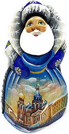 חג המולד מעץ, סנטה קלאוס, סנט פטרסבורג, 6,10 אינץ ', מגולף באהבה ומצויר על ידי אמנים רוסיים מסרג'ייב פוזאד.