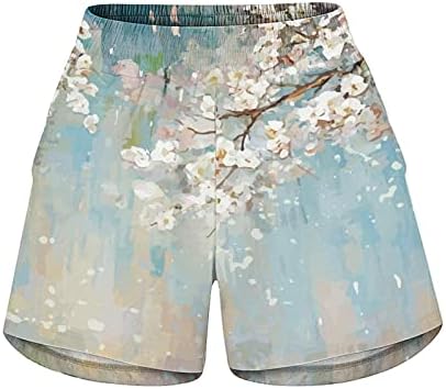 מכנסיים קצרים מזדמנים לנשים מכנסיים קצרים בקיץ עם כיסים הדפסת פרפר המותניים המותניים קצרים מכנסי