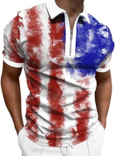 BMISEGM חולצות טשטש קיץ לגברים גברים 3D דפוס דיגיטלי דש דש רוכסן שרוול קצר חולצה של שרוול ארוך חולצה