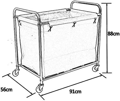 עגלת הגשה ביתית עגלת מיון סל כביסה עם גלגלים מתגלגלים-עגלת שירות מלון עם שקיות, קיבולת של 200 ק ג/בז'/91 * 56