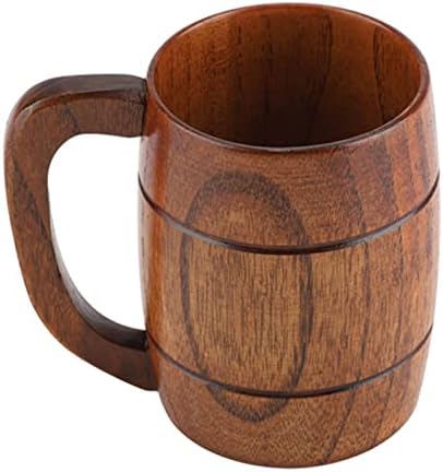 ספלי בירה מעץ אנקרויו, רטרו טבעי בעבודת יד קיבולת תה קפה יין קפה קפה קלאסי ספל שתייה עץ עם ידית לגברים/נשים