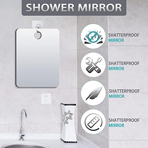 Cyhqo 2 חבילות מראה מקלחת בלתי ניתנת לשבירה ערפל ללא גילוח מראה זול, איפור פלסטי