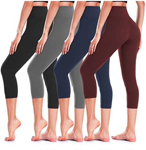4 חותלות חבילות לנשים על הרמת קת גבוהה בקרת בטן מותנית גבוהה ללא מכנסי יוגה יוגה