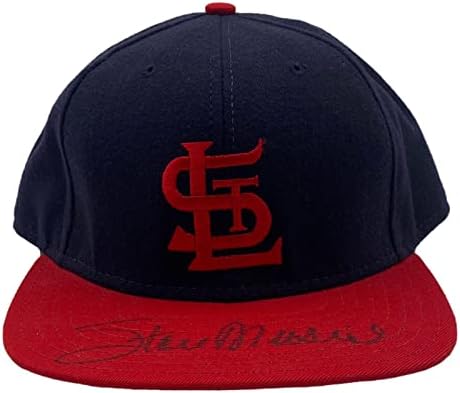 סטן מוזיאלי חתום בסנט לואיס קרדינלס כובע בייסבול COA מוסיאלי - כובעי MLB עם חתימה