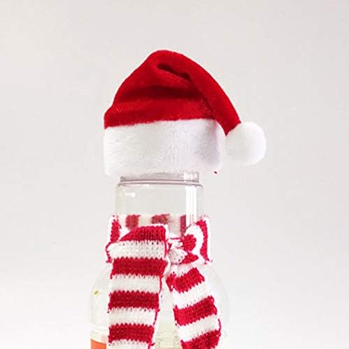 צעיף בובת חוליבנה כובעי חג המולד קטנטנים 6 יחידות חג המולד מיני צעיף יין חג המולד בקבוק יין סרוג קישוט צעיף