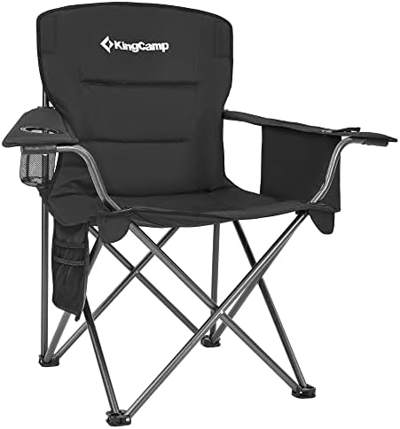 קינגקאמפ גדול מדי כסאות קמפינג כבדים 2 חבילה, כיסא נייד מתקפל קומפקטי מרופד עם כיס צד של מחזיק