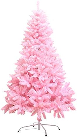 עץ חג המולד של ZPEE מלאכותי ורוד, חומר PVC עץ אורן צייר עם מתכת עמד