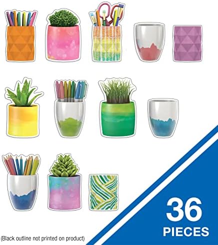 קרסון דלוסה בהשראה יצירתית 36 יחידות צמח עסיסי וגזרות לוח מודעות כוסות, כוסות צבעוניות וגזרות כיתה בשרניים