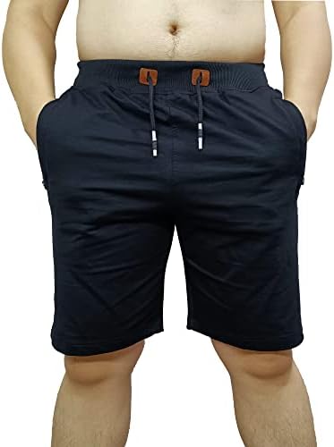 Nopuper Mens 2-חבילות מכנסי כותנה מזדמנים מכנסיים קצרים אימון נוח מכנסי זיעה קצרים 7 אינץ 'עם כיסי