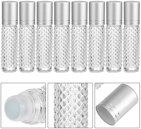 מתקן זכוכית Beaupretty 8 יחידות גלגל נייד עם בקבוקוני שמן הניתן למילוי גומי - אנטי -נסיעות מיני בקבוק
