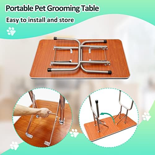 לובמור 36 אינץ כלב טיפוח שולחן, מתכוונן בית לחיות מחמד טיפוח שולחנות עם זרוע/לולאה / רשת מגש
