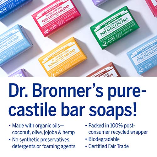 ברונר-סבון בר טהור-קסטיליה - עשוי בשמנים אורגניים, לפנים, לגוף ולשיער, עדין ולחות, מתכלה, טבעוני,