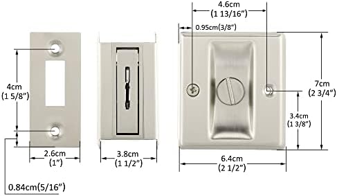 מנעול דלת כיס קטמוס 2-3/4 x 2-1/2” חומרה מוצק נירוסטה דלת נירוסטה מנעול פרטיות מנעול דלת הזזה למנעול