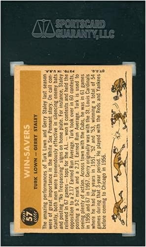 Win -Savers Chicago White Sox Turk Lown Gerry Staley 1960 Topps 57 כרטיס SGC 4 - Topp