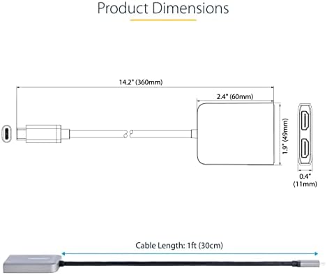 Startech.com USB -C עד HDMI MST כפול - HDMI כפול 4K 60Hz - USB סוג C מתאם Multi Monitor עבור מחשב נייד