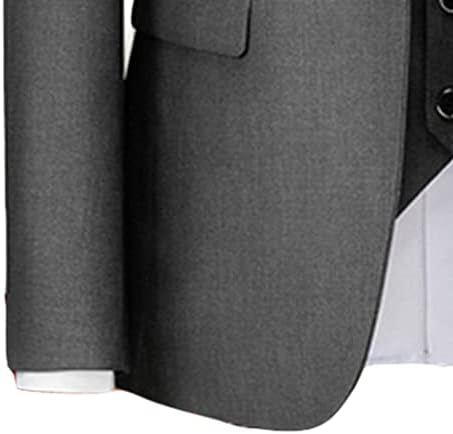 Maiyifu-GJ לגברים 3 חלקים חליפת צבע אחיד סט חליפת חזה חזה דק-כושר מכנסיים מפתיחים לחתונה עסקית