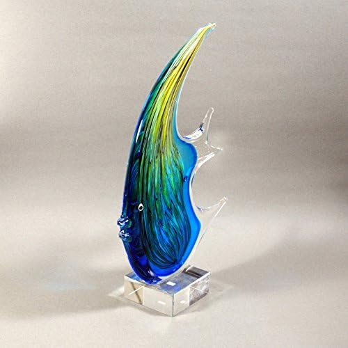 Badash Murano Art Art Glass, Angelfish זכוכית בגודל 16 אינץ ', deco4sale