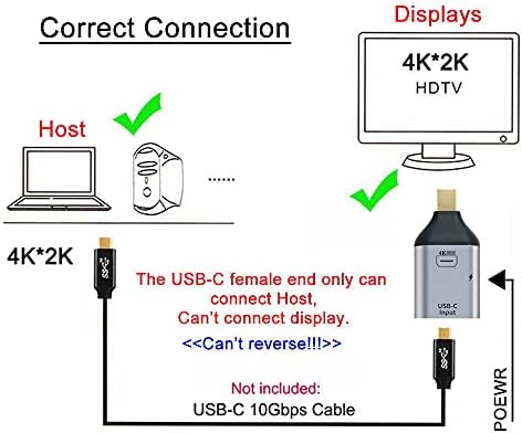 Xiwai USB-C סוג C מקור נקבה למיני DisplayPort DP SUNG SUNG HDTV & PD מתאם כוח 4K 60Hz 1080p לטלפון ולמחשב נייד
