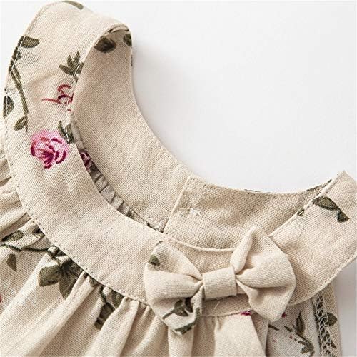 ילדות קטנות של Hileelang שמלת כותנה כותנה ללא שרוולים קז'ואל קיץ שופע פרח חצאית מודפסת
