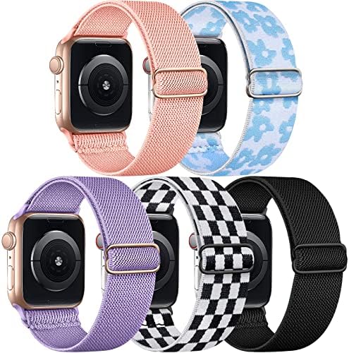 Cangroo 5 חבילה להקות ניילון נמתחות תואמות להקת Apple Watch 38 ממ 40 ממ 41 ממ 42 ממ 44 ממ 45