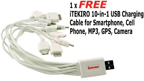 ITEKIRO קיר AC DC ערכת מטען סוללות לרכב עבור PANASONIN DMC-FX7R + ITEKIRO 10 ב -1 USB כבל טעינה