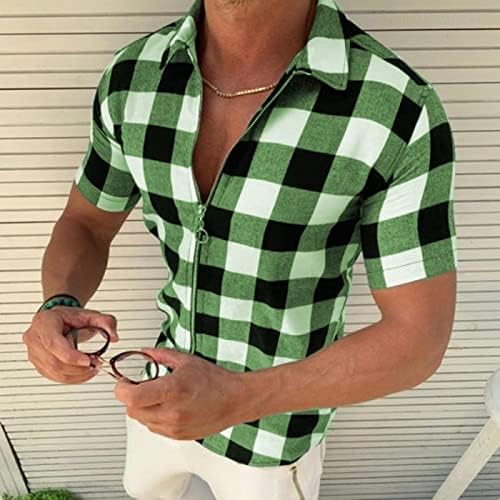 פרוסטלינאי גברים של חולצה היפ הופ לקשור לצבוע הדפסת קיץ מזדמן קצר שרוול רוכסן צווארון חולצות תורו