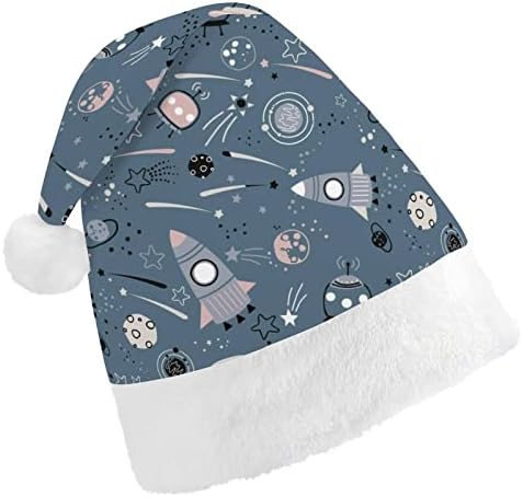 קוסמוס חלליות חג המולד כובע סנטה כובע עבור יוניסקס מבוגרים נוחות קלאסי חג המולד כובע עבור מסיבת חג המולד