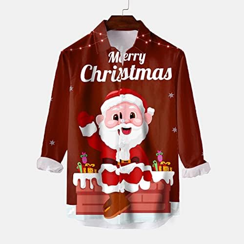 חולצות טי כותנה גברים מקרית שרוול ארוך סתיו חורף חג המולד 3 חולצות מודפסות כותנה כתנות לילה ארוכות